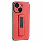 For iPhone 14 Plus PU Leather Push-pull Bracket Shockproof Phone Case(Red) - 1