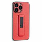 For iPhone 14 Pro PU Leather Push-pull Bracket Shockproof Phone Case(Red) - 1