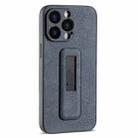 For iPhone 13 Pro Max PU Leather Push-pull Bracket Shockproof Phone Case(Black) - 1