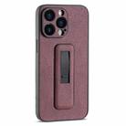 For iPhone 13 Pro Max PU Leather Push-pull Bracket Shockproof Phone Case(Wine Red) - 1