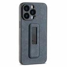 For iPhone 13 Pro PU Leather Push-pull Bracket Shockproof Phone Case(Black) - 1