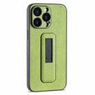 For iPhone 13 Pro PU Leather Push-pull Bracket Shockproof Phone Case(Green) - 1