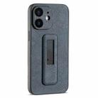 For iPhone 12 PU Leather Push-pull Bracket Shockproof Phone Case(Black) - 1