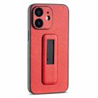 For iPhone 12 PU Leather Push-pull Bracket Shockproof Phone Case(Red) - 1