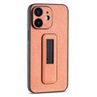 For iPhone 12 PU Leather Push-pull Bracket Shockproof Phone Case(Orange) - 1