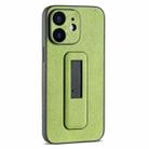 For iPhone 11 PU Leather Push-pull Bracket Shockproof Phone Case(Green) - 1