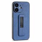 For iPhone 11 PU Leather Push-pull Bracket Shockproof Phone Case(Blue) - 1