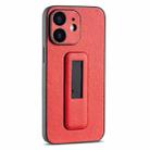 For iPhone 11 PU Leather Push-pull Bracket Shockproof Phone Case(Red) - 1