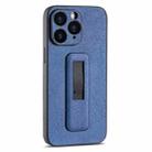 For iPhone 11 Pro PU Leather Push-pull Bracket Shockproof Phone Case(Blue) - 1