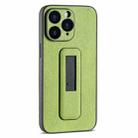 For iPhone 11 Pro Max PU Leather Push-pull Bracket Shockproof Phone Case(Green) - 1