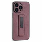 For iPhone 11 Pro Max PU Leather Push-pull Bracket Shockproof Phone Case(Wine Red) - 1