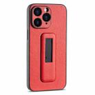 For iPhone 11 Pro Max PU Leather Push-pull Bracket Shockproof Phone Case(Red) - 1