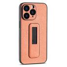 For iPhone 11 Pro Max PU Leather Push-pull Bracket Shockproof Phone Case(Orange) - 1