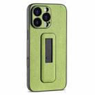 For iPhone 16 Pro PU Leather Push-pull Bracket Shockproof Phone Case(Green) - 1