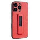 For iPhone 16 Pro PU Leather Push-pull Bracket Shockproof Phone Case(Red) - 1