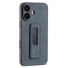 For iPhone 16 PU Leather Push-pull Bracket Shockproof Phone Case(Black) - 1