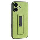 For iPhone 16 PU Leather Push-pull Bracket Shockproof Phone Case(Green) - 1