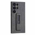 For Samsung Galaxy S24 Ultra 5G PU Leather Push-pull Bracket Shockproof Phone Case(Black) - 1