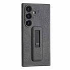 For Samsung Galaxy S24+ 5G PU Leather Push-pull Bracket Shockproof Phone Case(Black) - 1