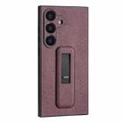 For Samsung Galaxy S24+ 5G PU Leather Push-pull Bracket Shockproof Phone Case(Wine Red) - 1