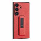 For Samsung Galaxy S24+ 5G PU Leather Push-pull Bracket Shockproof Phone Case(Red) - 1