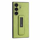 For Samsung Galaxy S24 5G PU Leather Push-pull Bracket Shockproof Phone Case(Green) - 1