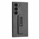 For Samsung Galaxy S22 Ultra 5G PU Leather Push-pull Bracket Shockproof Phone Case(Black) - 1