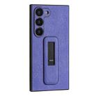 For Samsung Galaxy S22 Ultra 5G PU Leather Push-pull Bracket Shockproof Phone Case(Purple) - 1