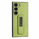 For Samsung Galaxy S22 Ultra 5G PU Leather Push-pull Bracket Shockproof Phone Case(Green) - 1