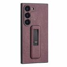 For Samsung Galaxy S22 Ultra 5G PU Leather Push-pull Bracket Shockproof Phone Case(Wine Red) - 1