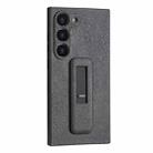 For Samsung Galaxy S22+ 5G PU Leather Push-pull Bracket Shockproof Phone Case(Black) - 1