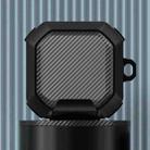 For Galaxy Buds Live / Pro /2 /2 Pro / FE Carbon Fiber TPU Hybrid PC Case with Hook(Black) - 1