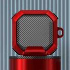 For Galaxy Buds Live / Pro /2 /2 Pro / FE Carbon Fiber TPU Hybrid PC Case with Hook(Red) - 1