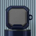 For Galaxy Buds Live / Pro /2 /2 Pro / FE Carbon Fiber TPU Hybrid PC Case with Hook(Dark Blue) - 1