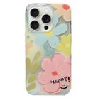 For iPhone 15 Pro Max Double Sided IMD Full Coverage TPU Phone Case(Pink Blue Flowers) - 1