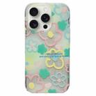 For iPhone 15 Pro Max Double Sided IMD Full Coverage TPU Phone Case(Hook Line Pink Yellow Blue Flowers) - 1