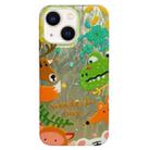 For iPhone 14 Double Sided IMD Full Coverage TPU Phone Case(Green Dinosaur Fox Tail) - 1