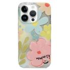 For iPhone 14 Pro Max Double Sided IMD Full Coverage TPU Phone Case(Pink Blue Flowers) - 1