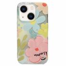 For iPhone 13 Double Sided IMD Full Coverage TPU Phone Case(Pink Blue Flowers) - 1