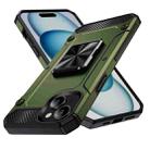 For iPhone 15 Shockproof Metal Holder Phone Case(Olive Green) - 1