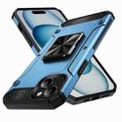 For iPhone 15 Shockproof Metal Holder Phone Case(Navy Blue) - 1