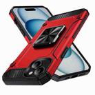 For iPhone 15 Shockproof Metal Holder Phone Case(Red) - 1