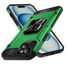 For iPhone 15 Shockproof Metal Holder Phone Case(Green) - 1