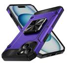 For iPhone 15 Shockproof Metal Holder Phone Case(Purple) - 1
