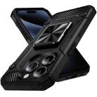 For iPhone 15 Pro Max Shockproof Metal Holder Phone Case(Black) - 1