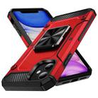 For iPhone 11 Shockproof Metal Holder Phone Case(Red) - 1