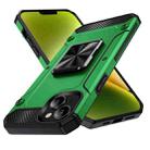 For iPhone 14 Shockproof Metal Holder Phone Case(Green) - 1