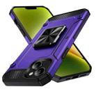 For iPhone 14 Plus Shockproof Metal Holder Phone Case(Purple) - 1