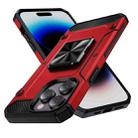 For iPhone 14 Pro Shockproof Metal Holder Phone Case(Red) - 1