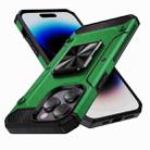 For iPhone 14 Pro Shockproof Metal Holder Phone Case(Green) - 1